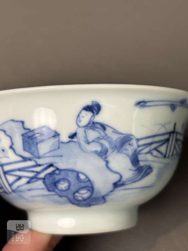 清雍正 青花高士图茶圆 - 图11
